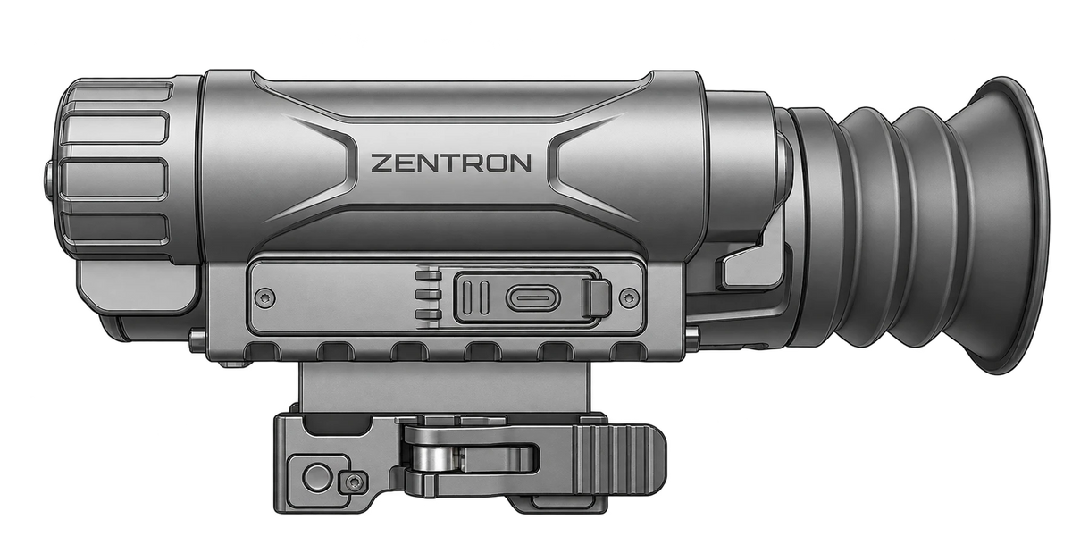 MEGA CQ25R + ZT-AC0217CQ + ZT-AC02, 1.7 in nominal optical center height. Illustration based on product photo.