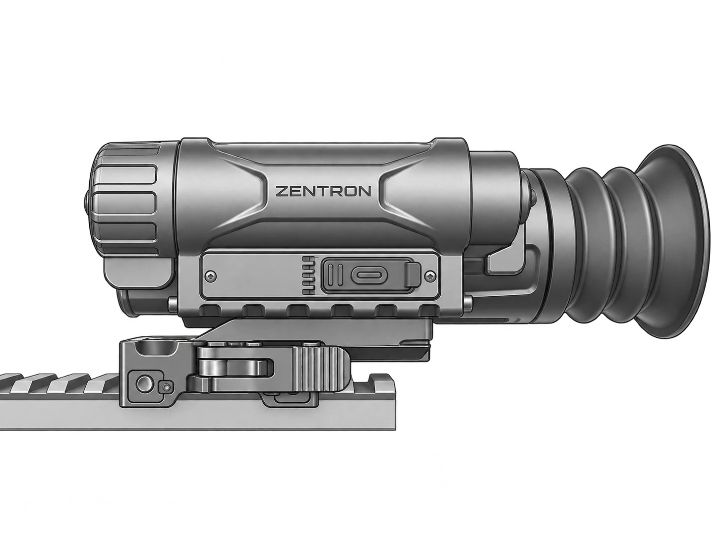 MEGA + DV docked into ZT-AC02 on a short rail.