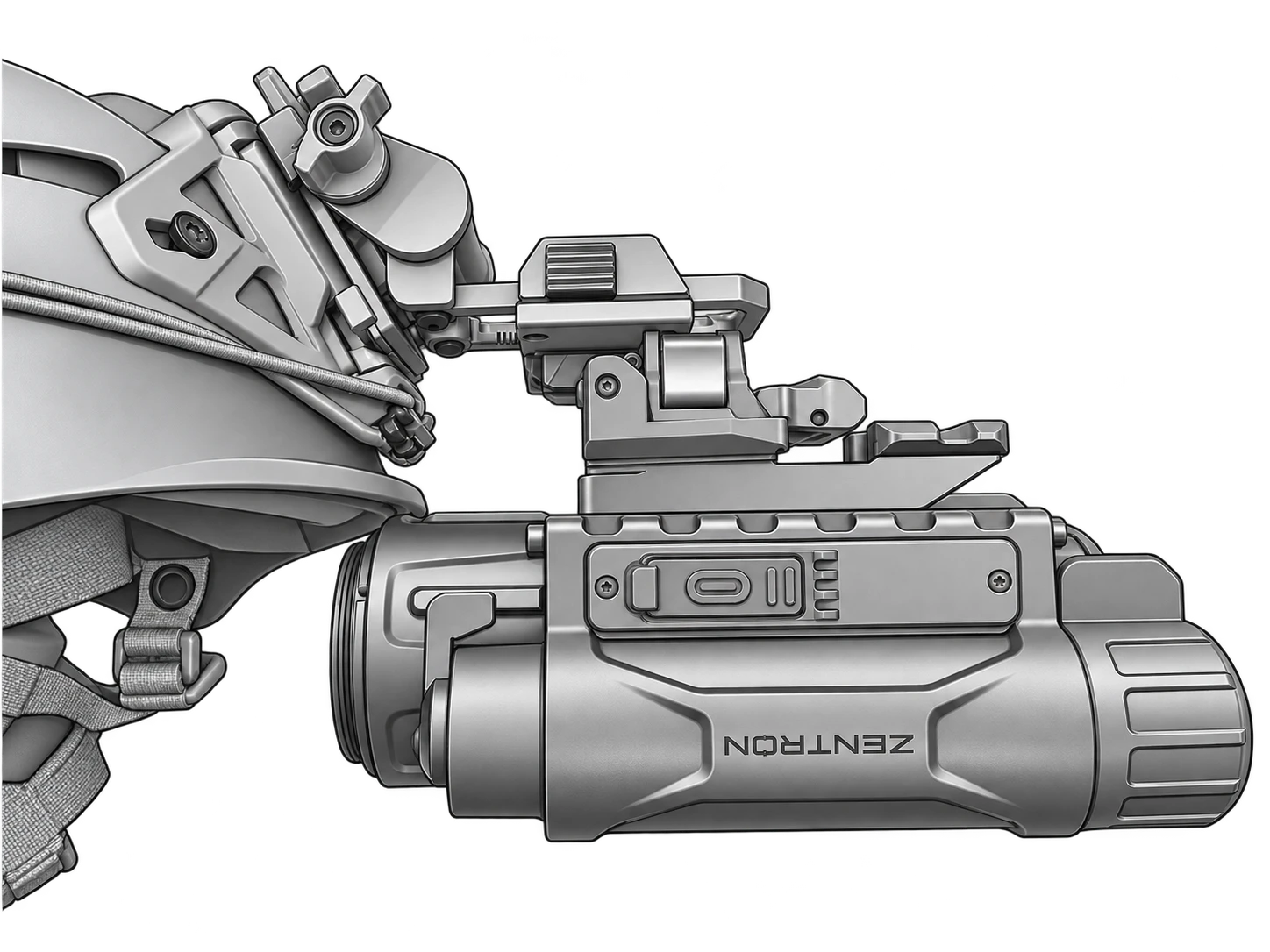 MEGA + DV on a helmet mounting assembly.