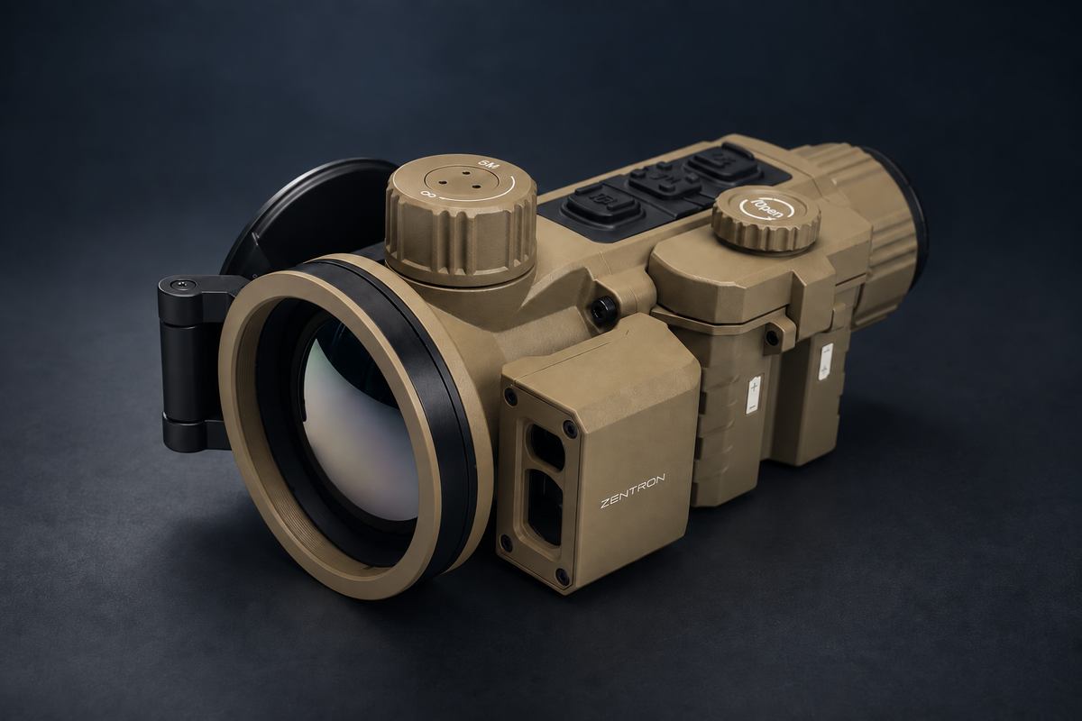 Zentron Q50R thermal device on a dark studio background.